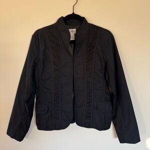 Chico's Tailored Black Stripe Mock Neck Blazer Size 1 M